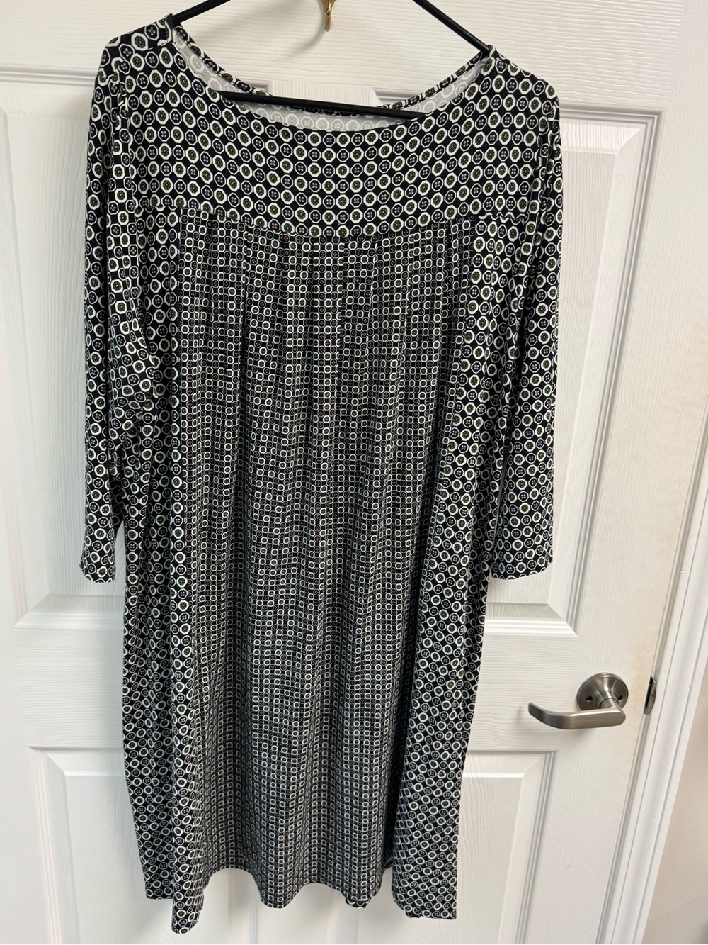J Jill Women's Black & Green Geometric Patterned Shift Dress 2XL - Picture 3 of 15